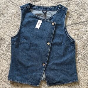 GAP Denim Asymmetrical Vest Size Medium Tall